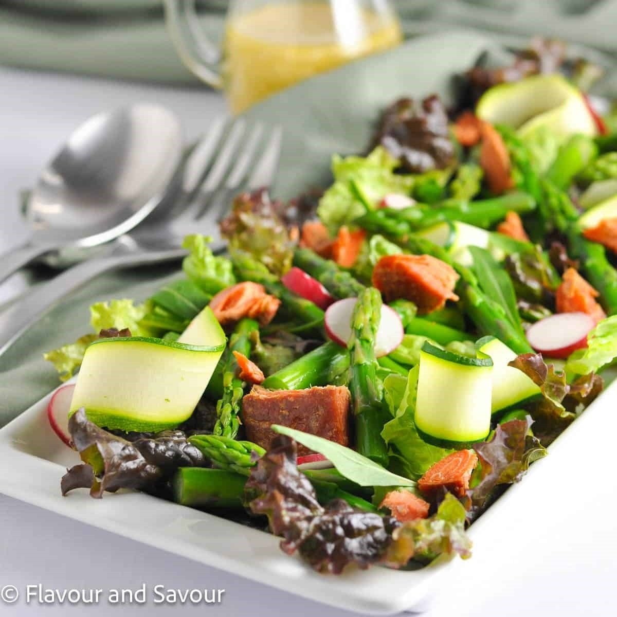 Asparagus Salad Smoked Salmon Sesame Miso Vinaigrette