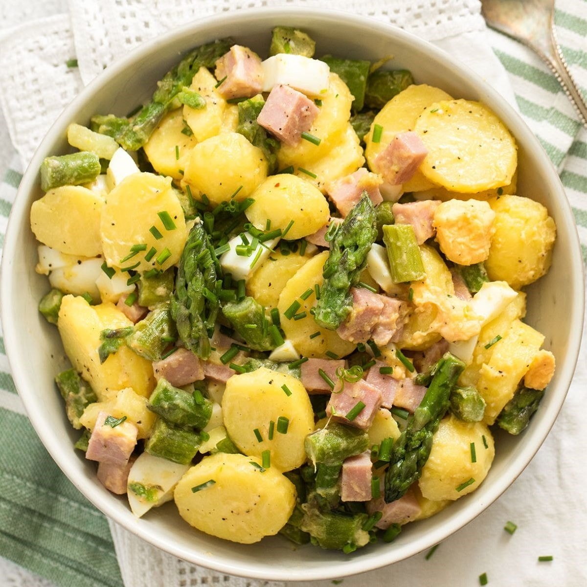 Asparagus Salad With Hard Boiled Eggs And Ham