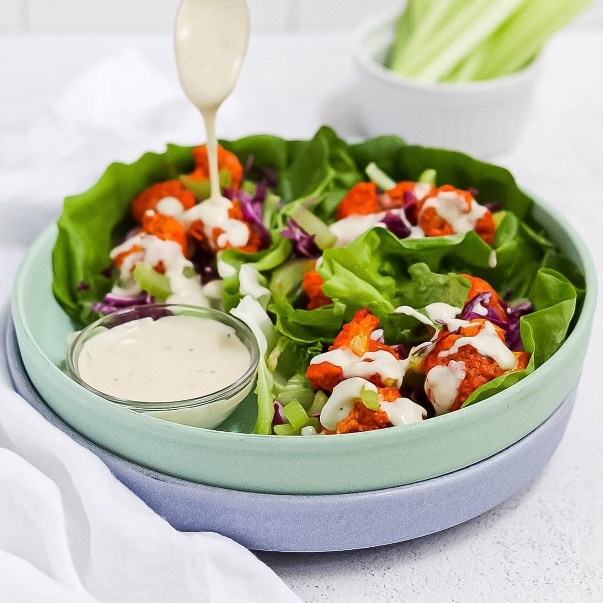 Buffalo Cauliflower Lettuce Wraps