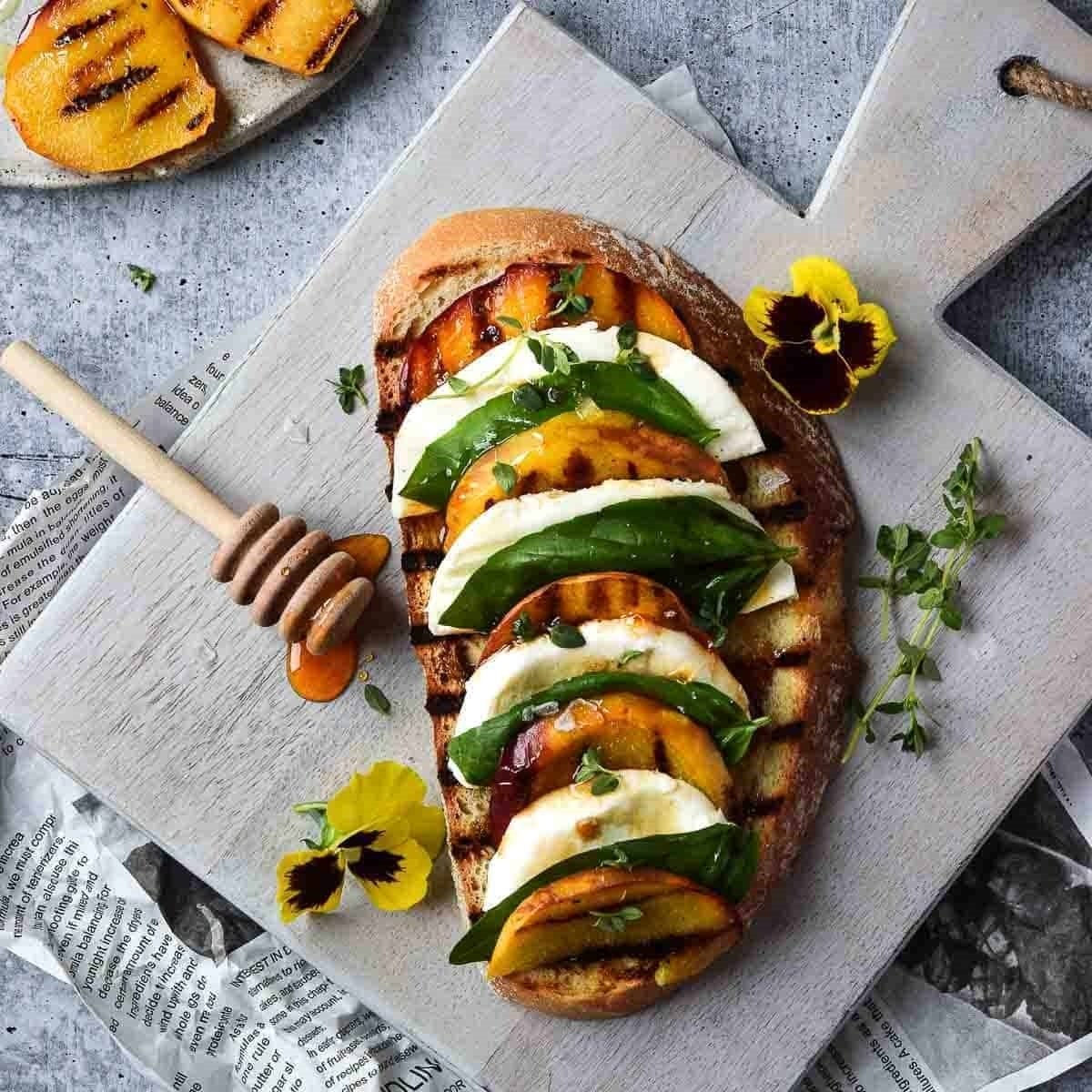 Grilled Peach Caprese Toast Grilled Peach Caprese Toast
