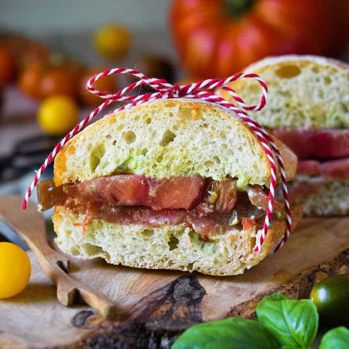 Heirloom Tomato Sandwich With Pesto Aioli