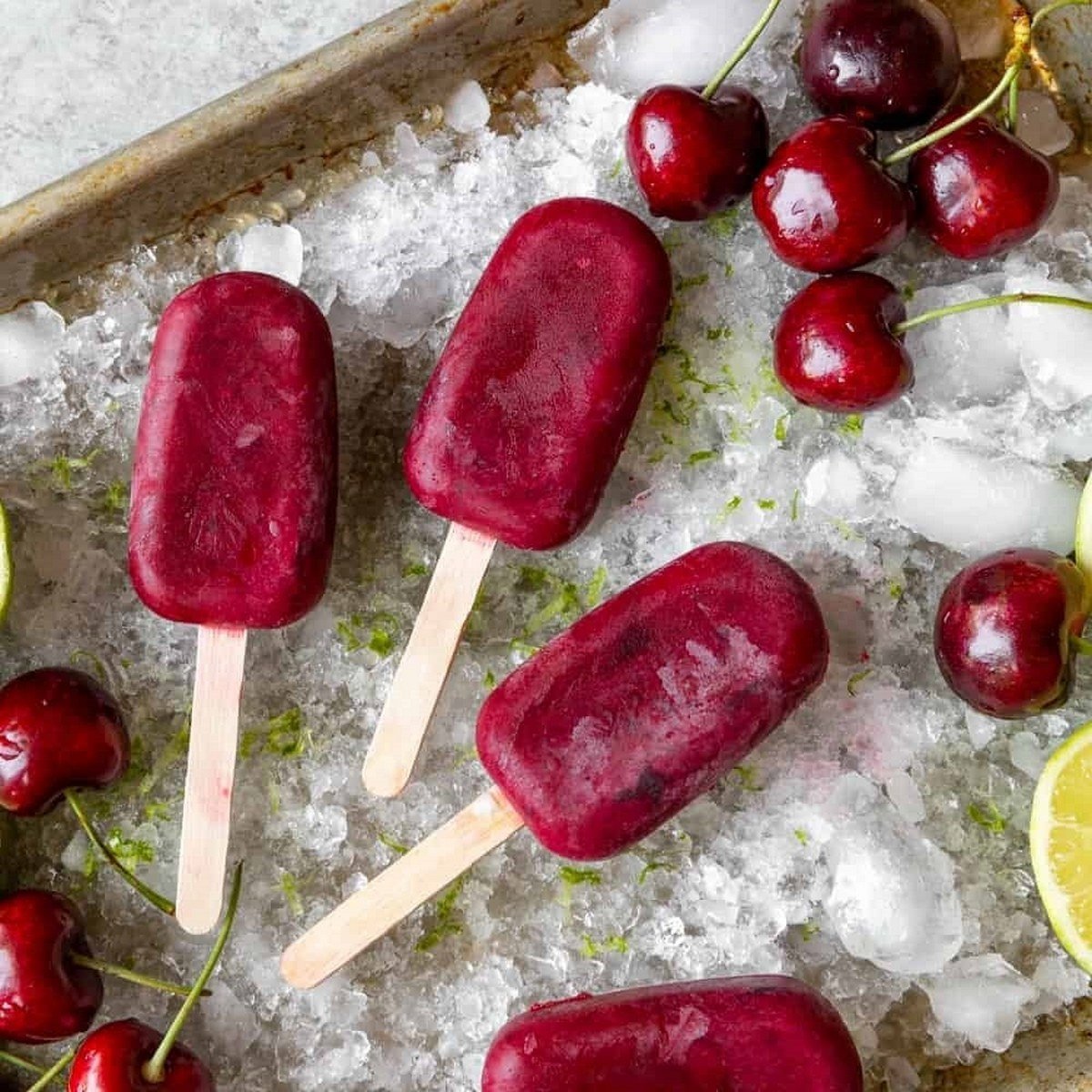 Sweet Cherry Lime Popsicles